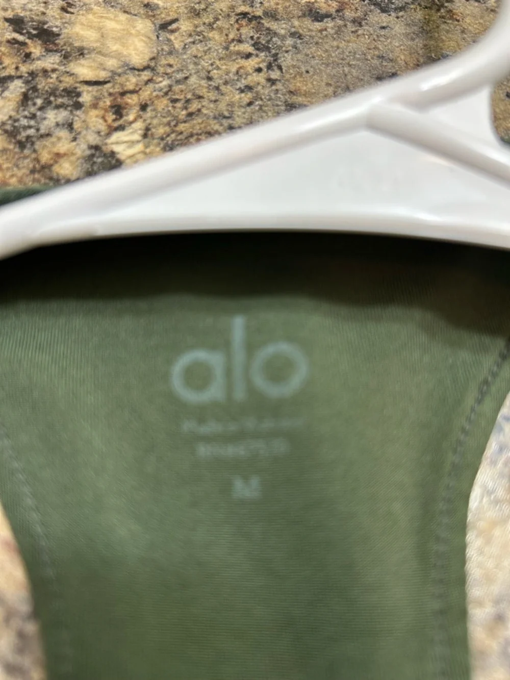 ALO Yoga High-Neck Racerback Sports Bra in Dark Olive
